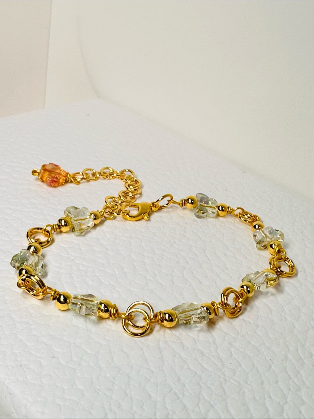 Swarovski Crystal beads Bracelet with Clear and Amber Accents - Picture 9 of 12